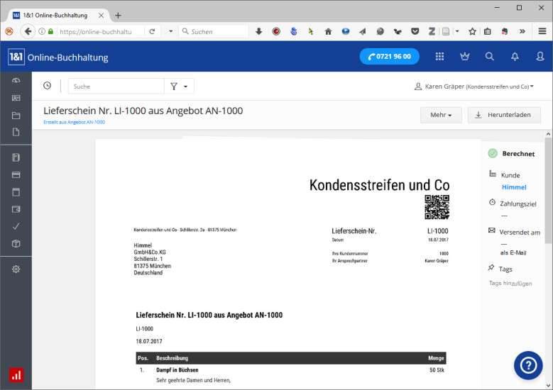 1&amp;1 Online Buchhaltung im Test