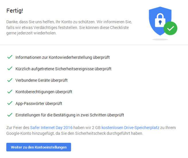 2 GByte Gratisspeicher für Google Drive sichern